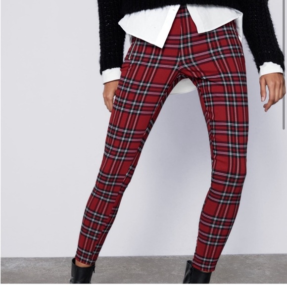 ZARA Plaid High Waisted Pants - Picture 2 of 4